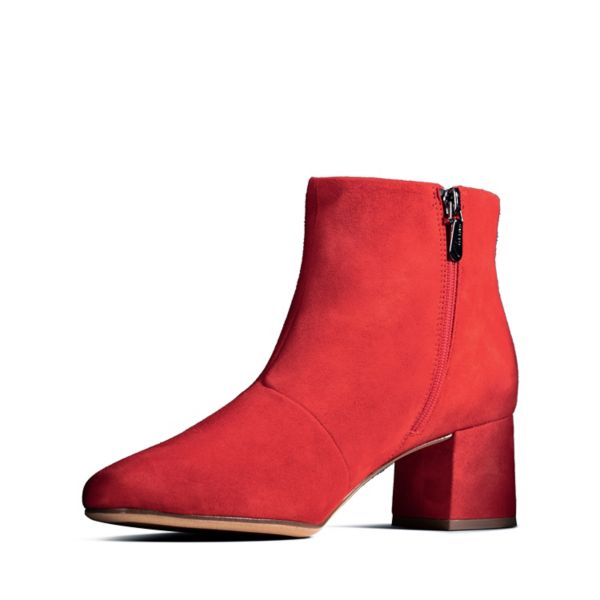 Clarks Womens Sheer Flora Ankle Boots Red | UK-542637